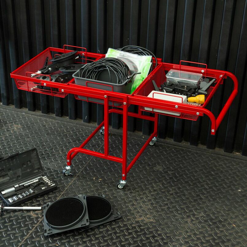 マルチワゴン ROBUST キッチンワゴン ディスプレイワゴン おしゃれ キャスター付き 角度調整 小物入れ スチール カゴ3段 |  | 03