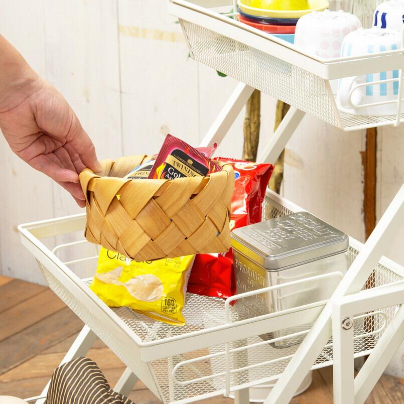 マルチワゴン ROBUST キッチンワゴン ディスプレイワゴン おしゃれ キャスター付き 角度調整 小物入れ スチール カゴ3段 |  | 04