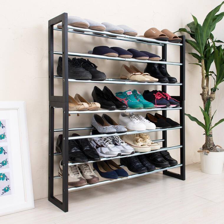 伸縮式シューズラック4段 靴入れ 玄関収納 スリッパ ラック コンパクト エントランス スリム 省スペース 棚 |  | 04
