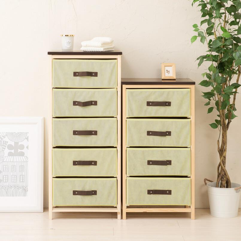 収納 ハンプチェスト 4段 天板付 収納 北欧風 ナチュラル 木目 布 引出し 軽量 スリム タンス 衣類収納 |  | 03