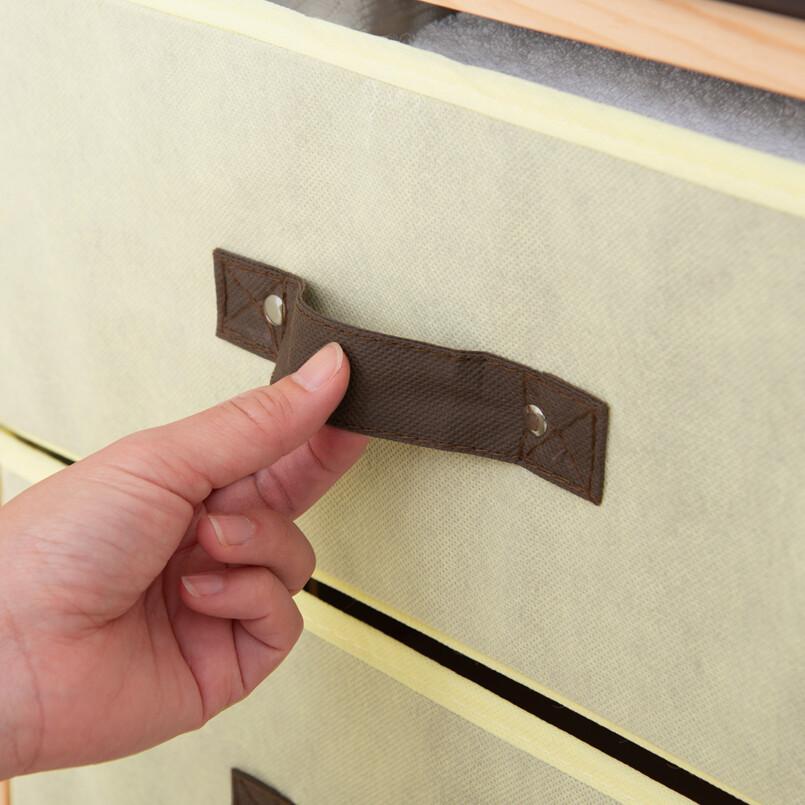 収納 ハンプチェスト 4段 天板付 収納 北欧風 ナチュラル 木目 布 引出し 軽量 スリム タンス 衣類収納 |  | 04