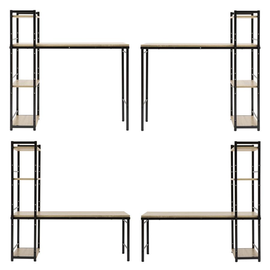ラック付き4WAYデスク 幅100cm パソコンデスク PCラック ワークデスク おしゃれ シンプル 収納ラック付き 本棚 作業台 勉強机 ハイタイプ ロータイプ |  | 04