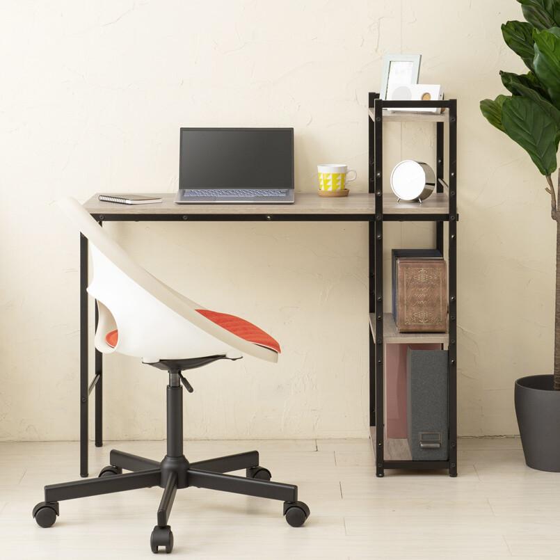ラック付き4WAYデスク 幅100cm パソコンデスク PCラック ワークデスク おしゃれ シンプル 収納ラック付き 本棚 作業台 勉強机 ハイタイプ ロータイプ |  | 05