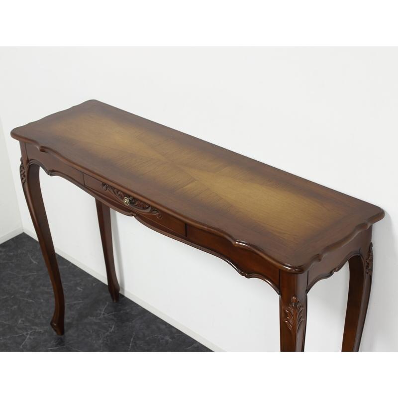 コモ カウンターテーブル ブラウン 幅135cm 木製 コンソールテーブル デスク アンティーク 猫脚 クラシック テーブル ダイニング 作業台 ワークデスク 収納 |  | 02