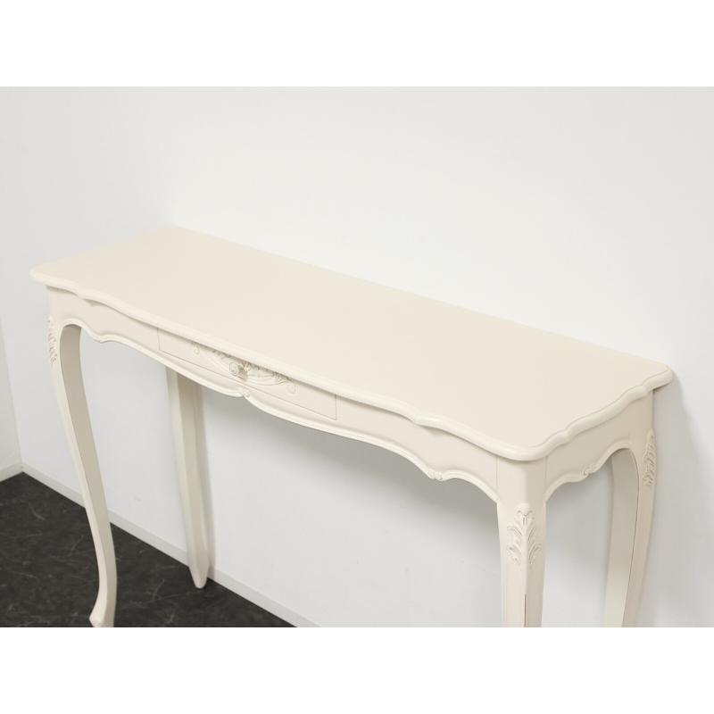 コモ カウンターテーブル ホワイト 幅135cm 木製 コンソールテーブル デスク アンティーク 猫脚 クラシック テーブル ダイニング 作業台 ワークデスク 収納 |  | 02