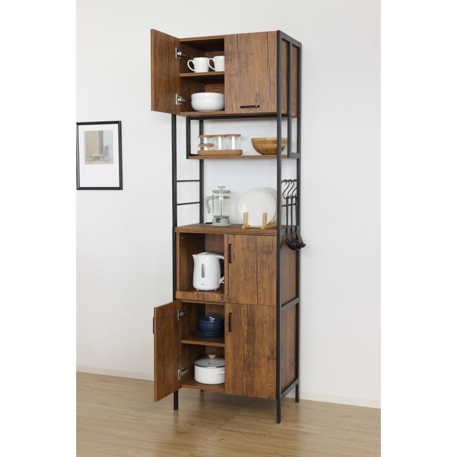 アート食器棚 レンジ台 幅60cm スライド レンジボード 収納  キッチン収納 キャビネット 炊飯器ラック 家電収納 おしゃれ |  | 02