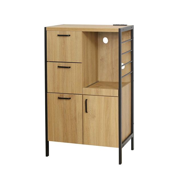 アート食器棚 レンジ台 幅60cm 引き出し レンジボード 収納  キッチン収納 キャビネット 炊飯器ラック 家電収納 おしゃれ スタイリッシュ | 