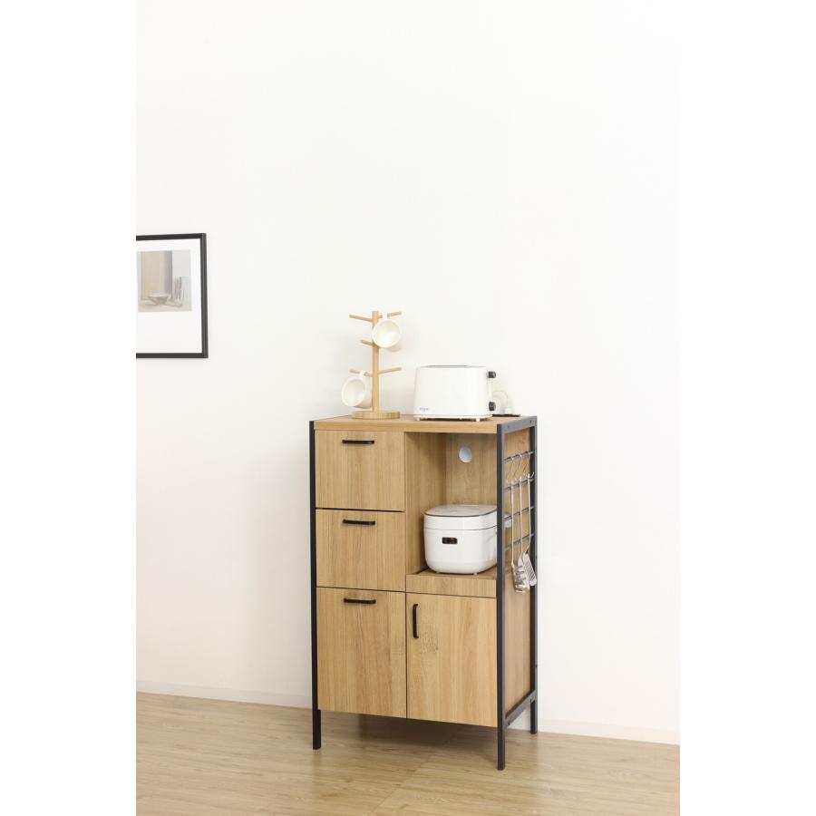 アート食器棚 レンジ台 幅60cm 引き出し レンジボード 収納  キッチン収納 キャビネット 炊飯器ラック 家電収納 おしゃれ スタイリッシュ |  | 01