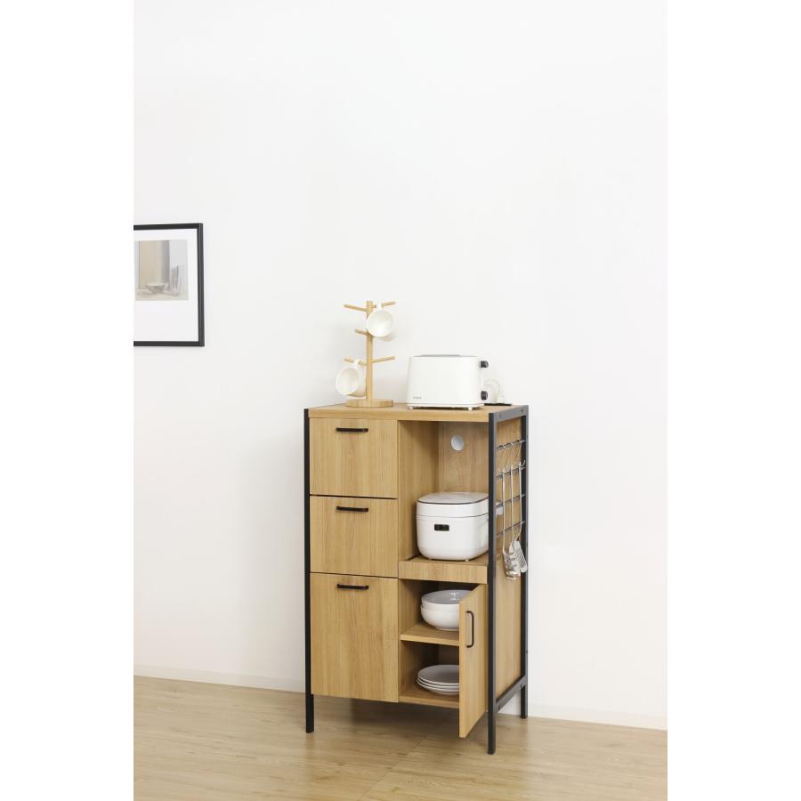 アート食器棚 レンジ台 幅60cm 引き出し レンジボード 収納  キッチン収納 キャビネット 炊飯器ラック 家電収納 おしゃれ スタイリッシュ |  | 02