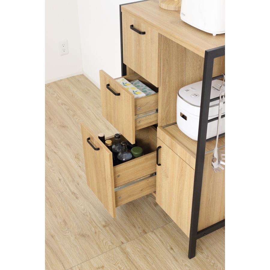 アート食器棚 レンジ台 幅60cm 引き出し レンジボード 収納  キッチン収納 キャビネット 炊飯器ラック 家電収納 おしゃれ スタイリッシュ |  | 03