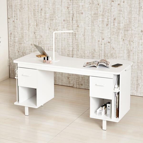 ネイルデスク 幅1400 ネイルサロン ネイリスト 机 デスク おしゃれ ネイルテーブル サロン プロ用 ネイル 収納付き スタイリッシュ パソコンデスク 対面式デスク | 