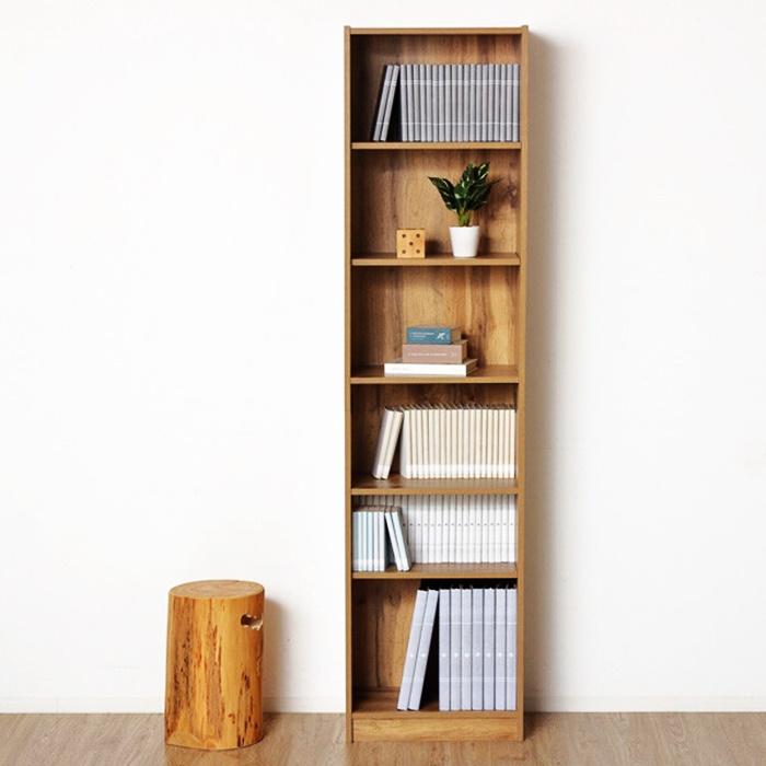 本棚 幅45cm 高さ180cm ナチュラル 木製 6段 可動棚 おしゃれ 木目柄 北欧 カントリー 白家具 書斎 一人暮らし ハイタイプ 和モダン ナチュラルテイスト | クロシオ