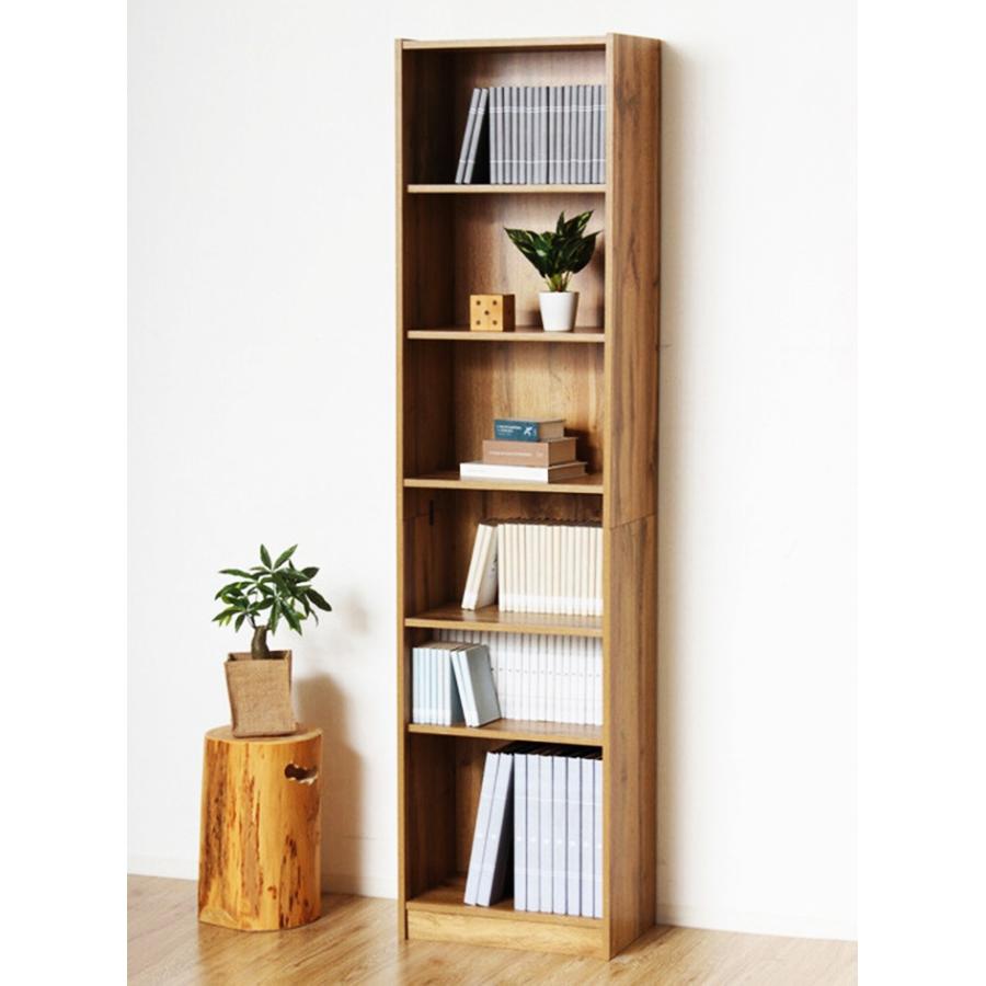 本棚 幅45cm 高さ180cm ナチュラル 木製 6段 可動棚 おしゃれ 木目柄 北欧 カントリー 白家具 書斎 一人暮らし ハイタイプ 和モダン ナチュラルテイスト | クロシオ | 02