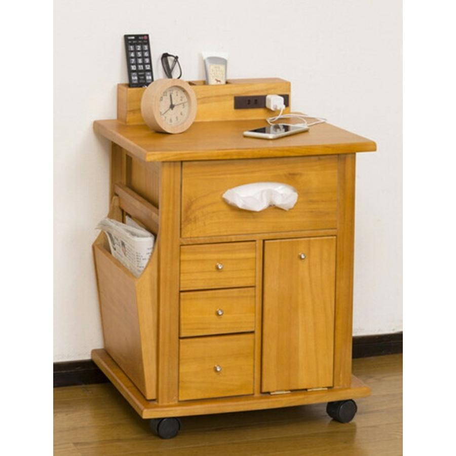 すっ桐ナイトワゴン サイドテーブル コンセント付き キャスター付き 大容量 収納 木製 ナイトテーブル ソファ横 ベッド横 ミニテーブル おしゃれ |  | 04