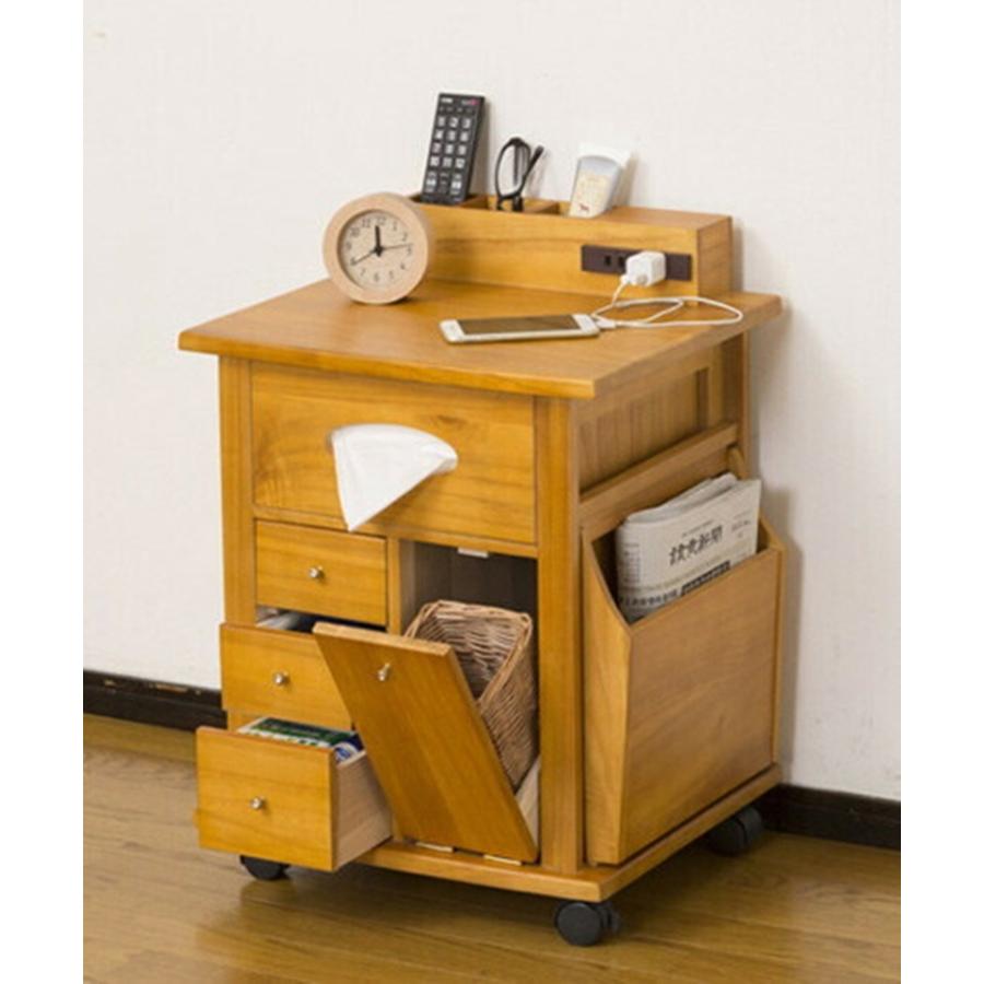 すっ桐ナイトワゴン サイドテーブル コンセント付き キャスター付き 大容量 収納 木製 ナイトテーブル ソファ横 ベッド横 ミニテーブル おしゃれ |  | 05