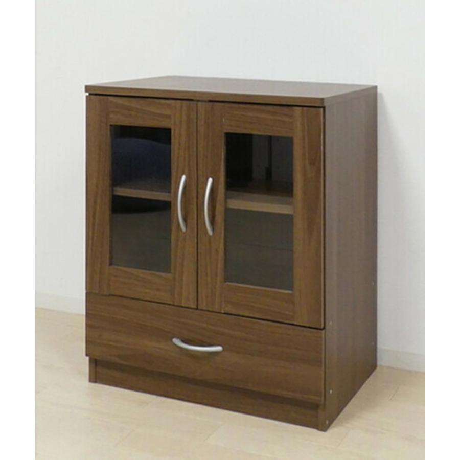 ブルームキャビネット ウォルナット 幅60cm 木目 リビング収納 キッチン 食器棚 ディスプレイ ガラス扉 引き出し 収納 収納棚 大容量 サイドボード 本棚 | 