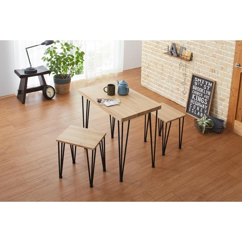 アートダイニング3点セット モダンナチュラル ダイニングセット 木目 スチール 食卓テーブルセット ダイニングチェアー コンパクト スタイリッシュ 北欧 | 