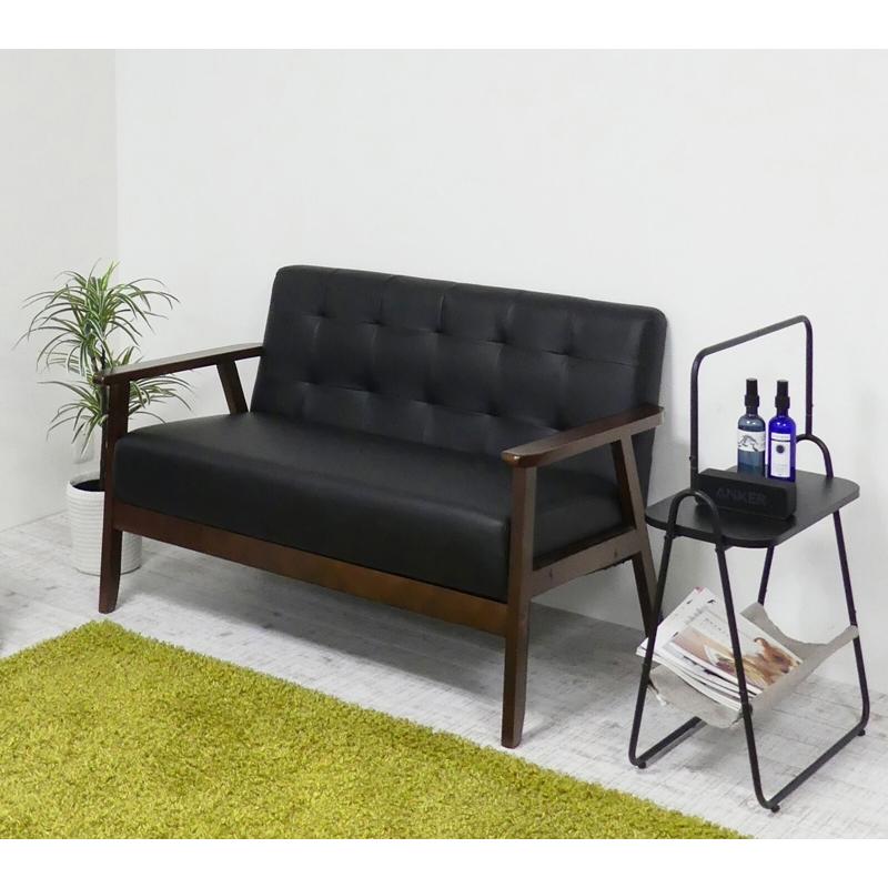 2Pソファ オスロ ブラック 2人掛け おしゃれ シンプル 北欧 木目 木肘ソファー いす チェアー 椅子 コンパクト 2人がけ 高級感 リビング ダイニング 合皮 レザー |  | 01