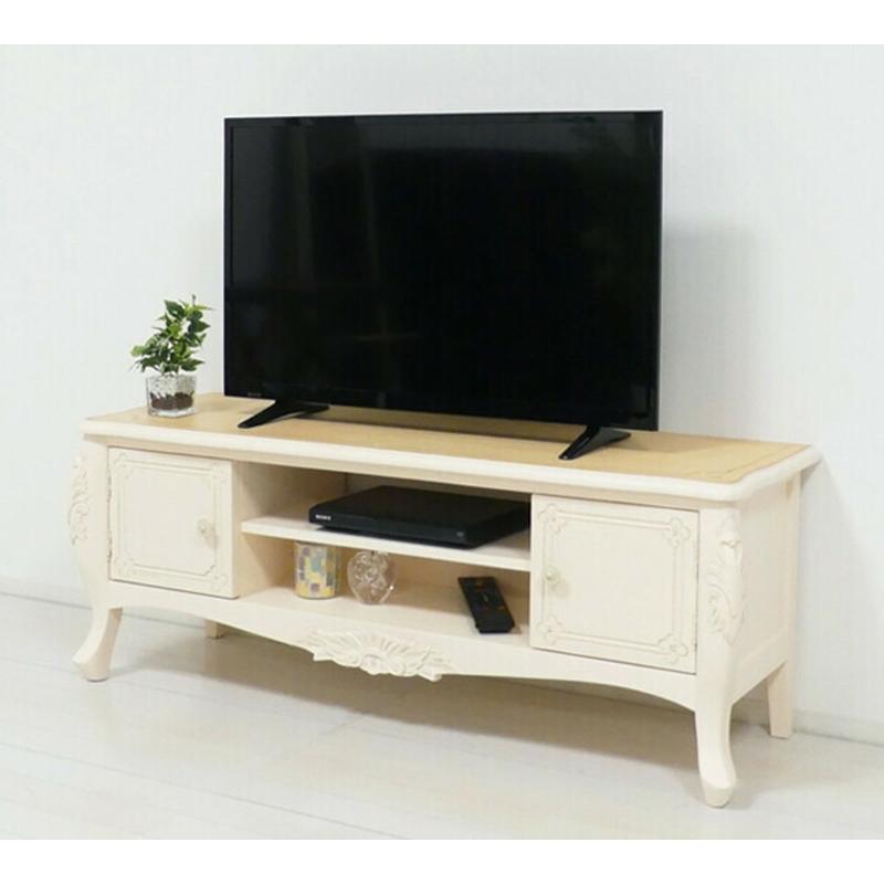 コモ テレビ台 ホワイト 幅110cm 完成品 猫脚 木製 ローボード TV台 テレビ台 ロータイプ テレビボード アンティーク 猫脚 クラシック 収納棚 リビングボード | 
