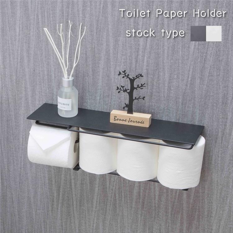 アイアン式トイレットペーパーホルダー ストックTYPE  トイレットペーパー置き 壁掛け ヴィンテージ 収納付き 棚付き タオル掛け |  | 06