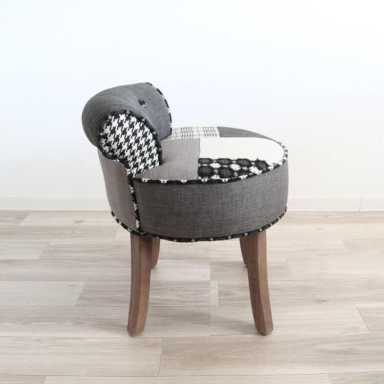 パッチワークデザインチェアー ダークグレーコンパクト パッチワーク カフェチェア 椅子 イス チェアー 書斎 ダイニングチェアー シンプル 北欧 高級感 |  | 01