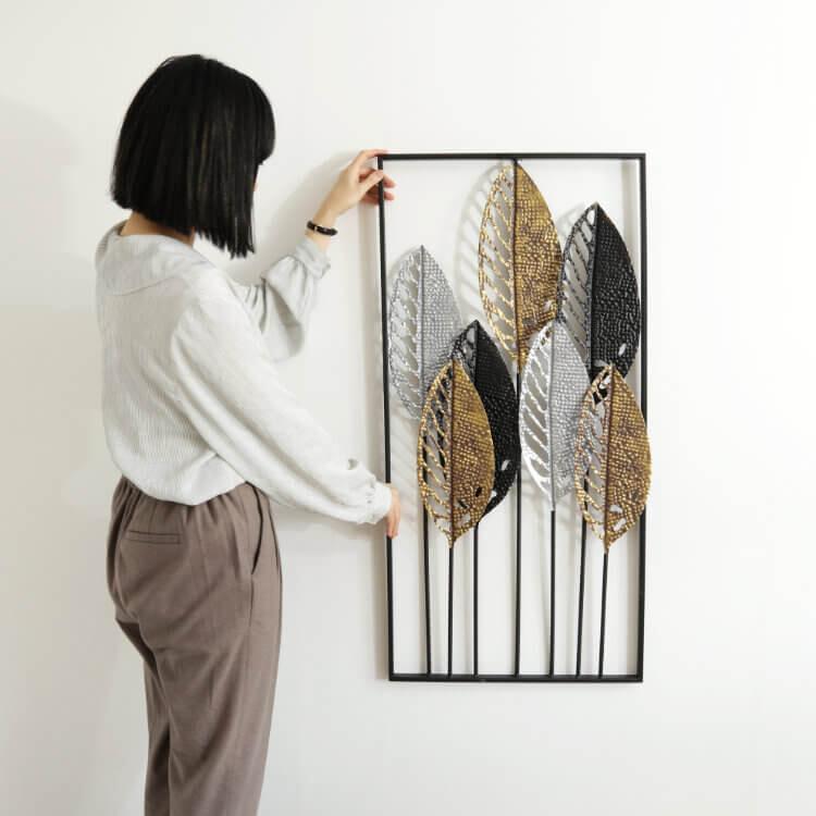 ウォールアートパネル 壁掛け 壁飾り 3カラーリーフ ウォールデコレーション アイアン インテリア おしゃれ モダン オブジェ アンティーク エレガント |  | 07