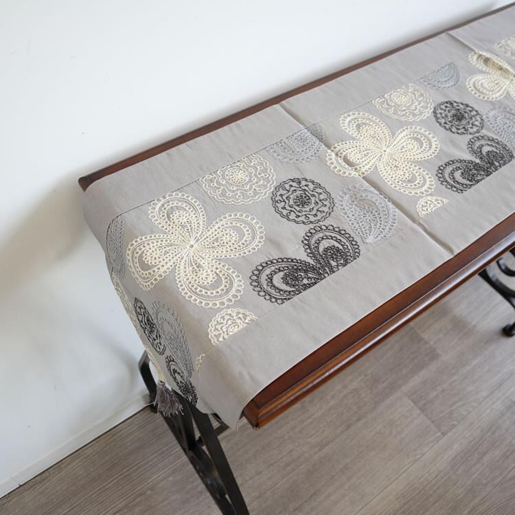 裏地付き高級感あり テーブルランナー グレイ おしゃれ エレガント 高級感 |  | 06