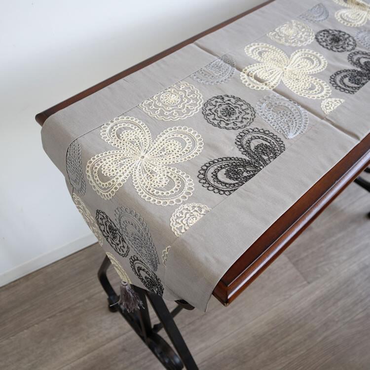 裏地付き高級感あり テーブルランナー グレイ おしゃれ エレガント 高級感 |  | 07