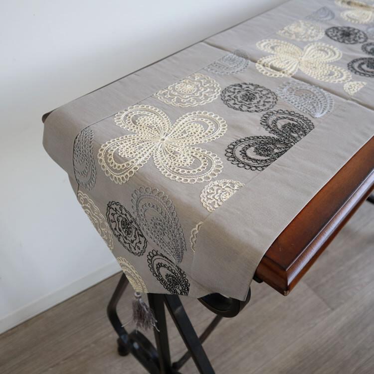 裏地付き高級感あり テーブルランナー グレイ おしゃれ エレガント 高級感 |  | 08