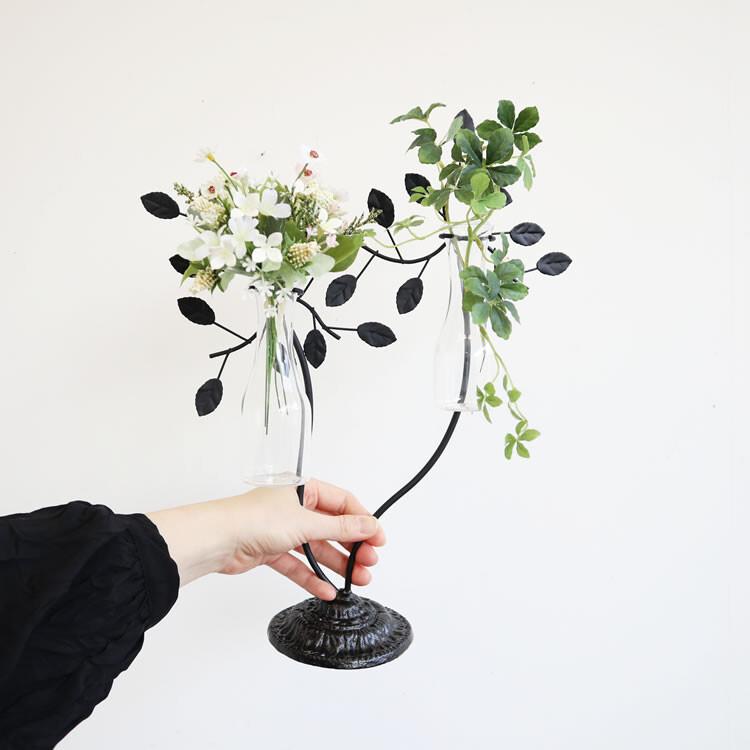 一輪挿し アイアンフラワーベース 花瓶 造花付き おしゃれ  かわいい 可愛い インテリア 生花 ドライフラワー 花器 オブジェ アンティーク |  | 05