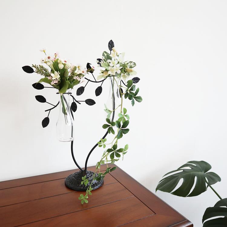 一輪挿し アイアンフラワーベース 花瓶 造花付き おしゃれ  かわいい 可愛い インテリア 生花 ドライフラワー 花器 オブジェ アンティーク |  | 07