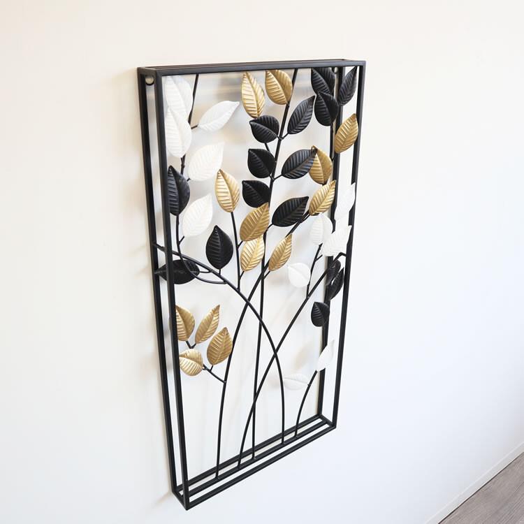 ウォールアートパネル 壁掛け 壁飾り 3カラーリーフ ウォールデコレーション アイアン インテリア おしゃれ モダン オブジェ アンティーク エレガント |  | 03
