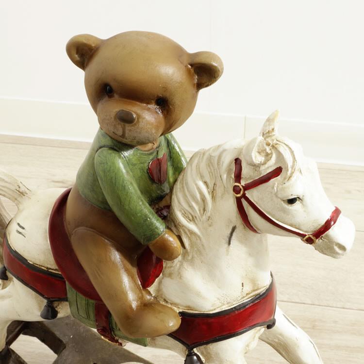 ディスプレイとしてかわいい♪ 置物 ロッキングホース＆クマ オブジェ 置き物 アンティーク エレガント |  | 04