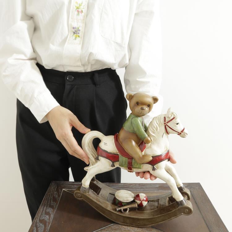 ディスプレイとしてかわいい♪ 置物 ロッキングホース＆クマ オブジェ 置き物 アンティーク エレガント |  | 07
