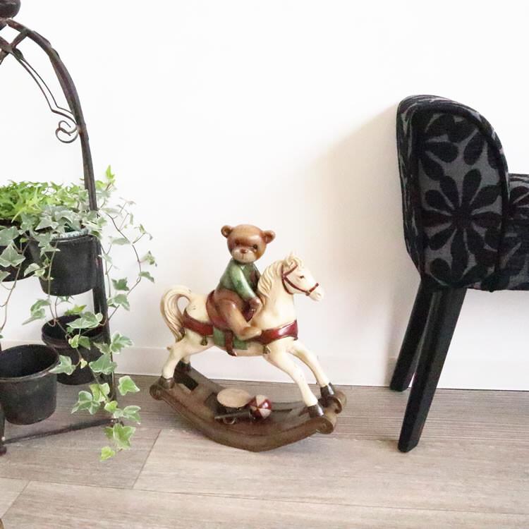ディスプレイとしてかわいい♪ 置物 ロッキングホース＆クマ オブジェ 置き物 アンティーク エレガント |  | 09