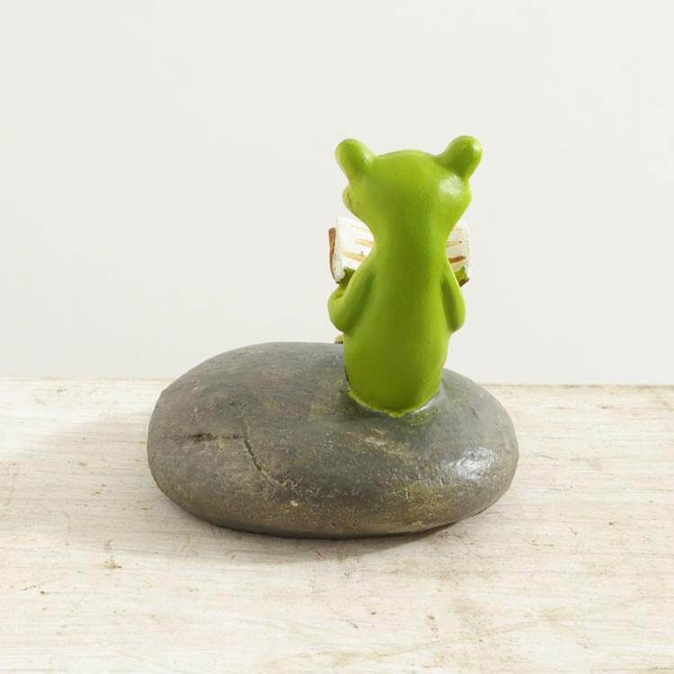 ディスプレイとしてかわいい♪ 置物  オブジェ 読書しているカエル オブジェ 置き物 アンティーク エレガント |  | 03