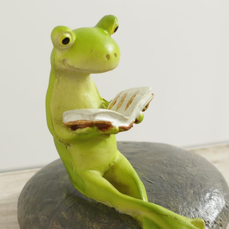 ディスプレイとしてかわいい♪ 置物  オブジェ 読書しているカエル オブジェ 置き物 アンティーク エレガント |  | 04