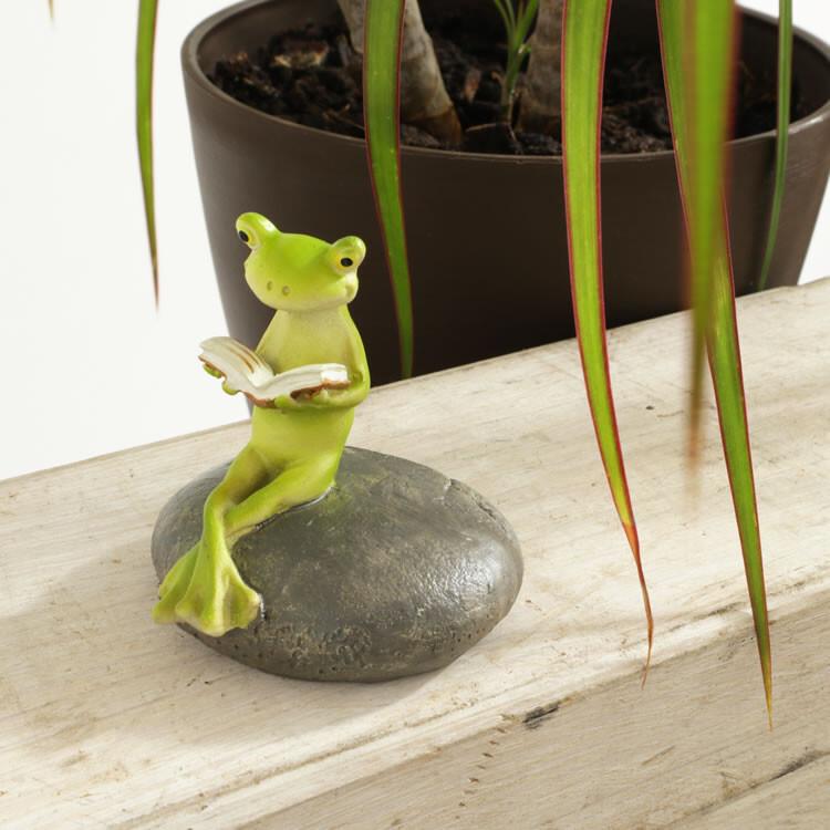 ディスプレイとしてかわいい♪ 置物  オブジェ 読書しているカエル オブジェ 置き物 アンティーク エレガント |  | 07