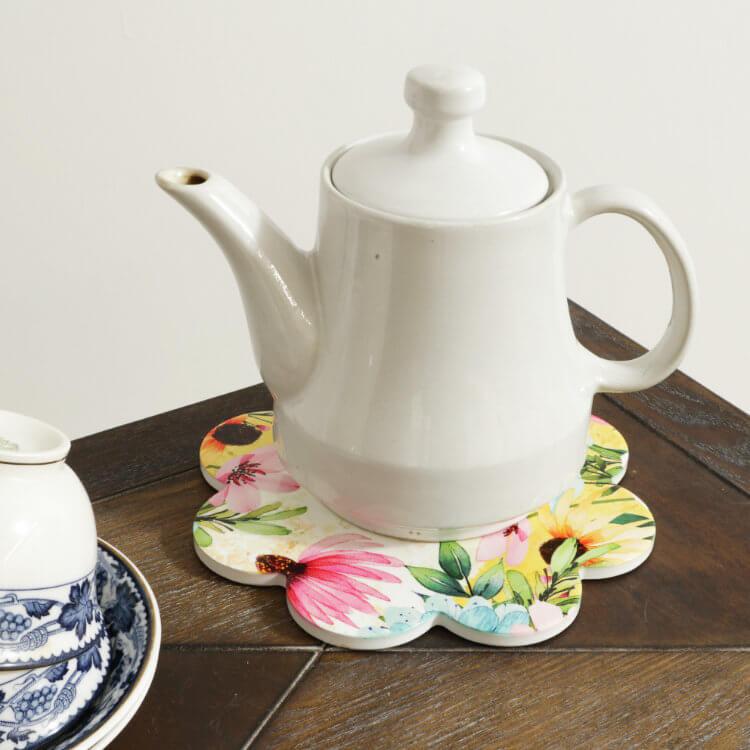 鍋敷き ライトイエロー おしゃれ カフェ 陶器 鍋しき かわいい なべしき 鉢置き台花瓶置き フラワースタンド プランタースタンド オブジェ 置き物 |  | 08