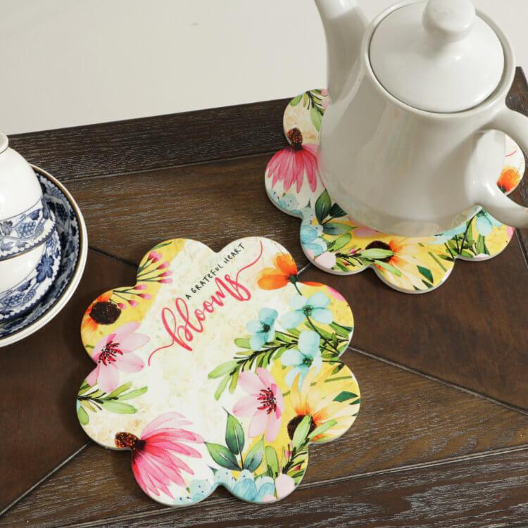 鍋敷き ライトイエロー おしゃれ カフェ 陶器 鍋しき かわいい なべしき 鉢置き台花瓶置き フラワースタンド プランタースタンド オブジェ 置き物 |  | 09