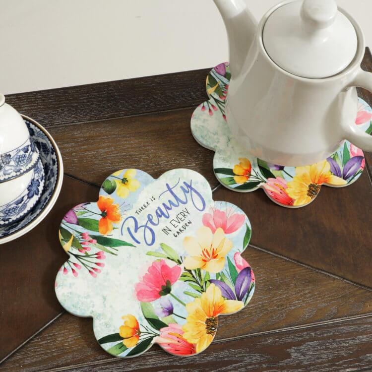 鍋敷き ライトブルー おしゃれ カフェ 陶器 鍋しき かわいい なべしき 鉢置き台花瓶置き フラワースタンド プランタースタンド オブジェ 置き物 |  | 09