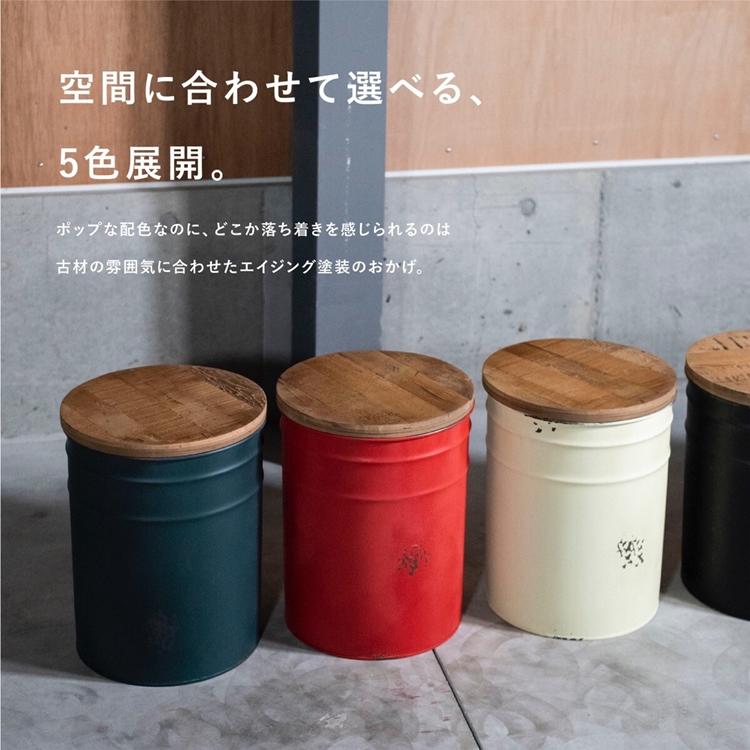 古材ドラムスツール ブラック カフェ空間 アンティーク調 収納家具 ストレージ ゴミ箱 収納ボックス 腰掛け おしゃれ |  | 03