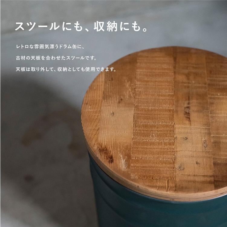 古材ドラムスツール グリーン カフェ空間 アンティーク調 収納家具 ストレージ ゴミ箱 収納ボックス 腰掛け おしゃれ |  | 01