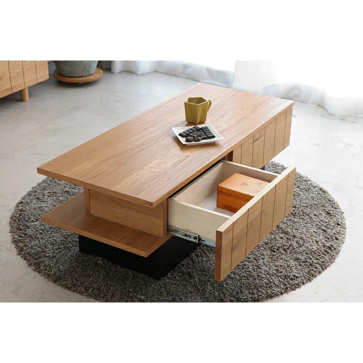 ハウタ リビングテーブル センターテーブル ローテーブル 高級感 引き出し 収納 木製 幅105 ソファーテーブル 長方形 スリム |  | 05