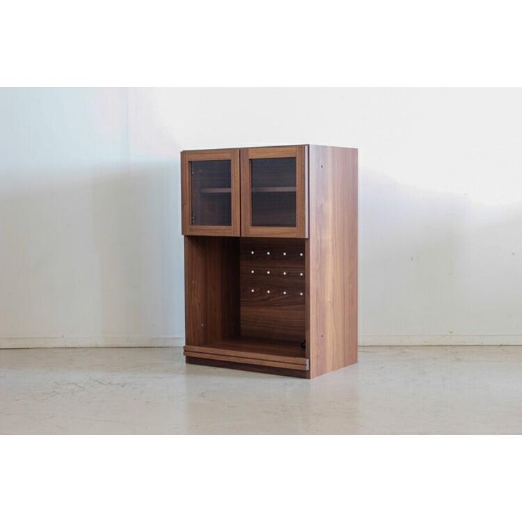 エフィーノ(エッフェル) 60ガラスオープン扉 キッチン収納 レンジボード レンジ台 リビング収納 無垢 木製 間仕切り |  | 02