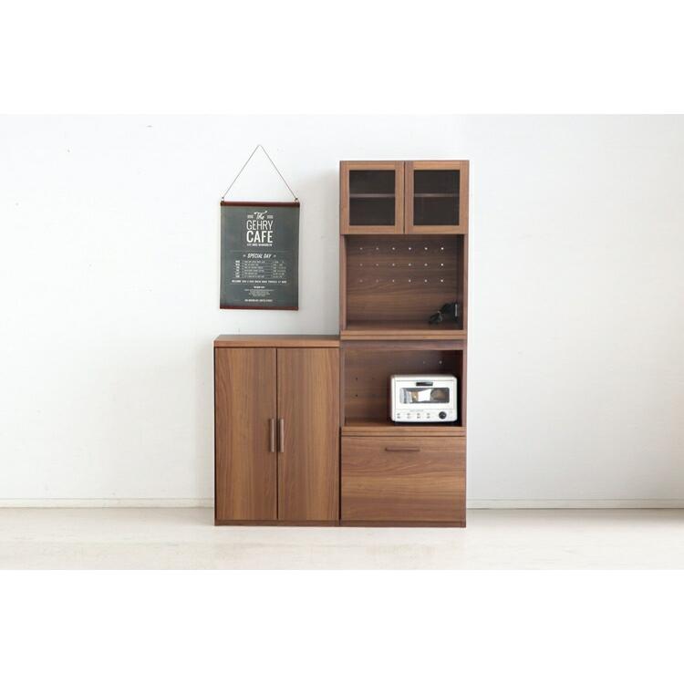 エフィーノ(エッフェル) 60ガラスオープン扉 キッチン収納 レンジボード レンジ台 リビング収納 無垢 木製 間仕切り |  | 07