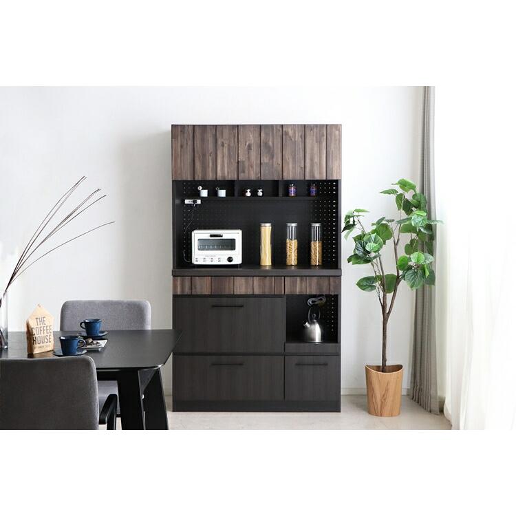 RESE(レセ) 105KB A (ガラス上台・引出下台) キッチンボード 食器棚 無垢 木製 コンセント キッチン収納 レンジボード レンジ台 収納 |  | 05