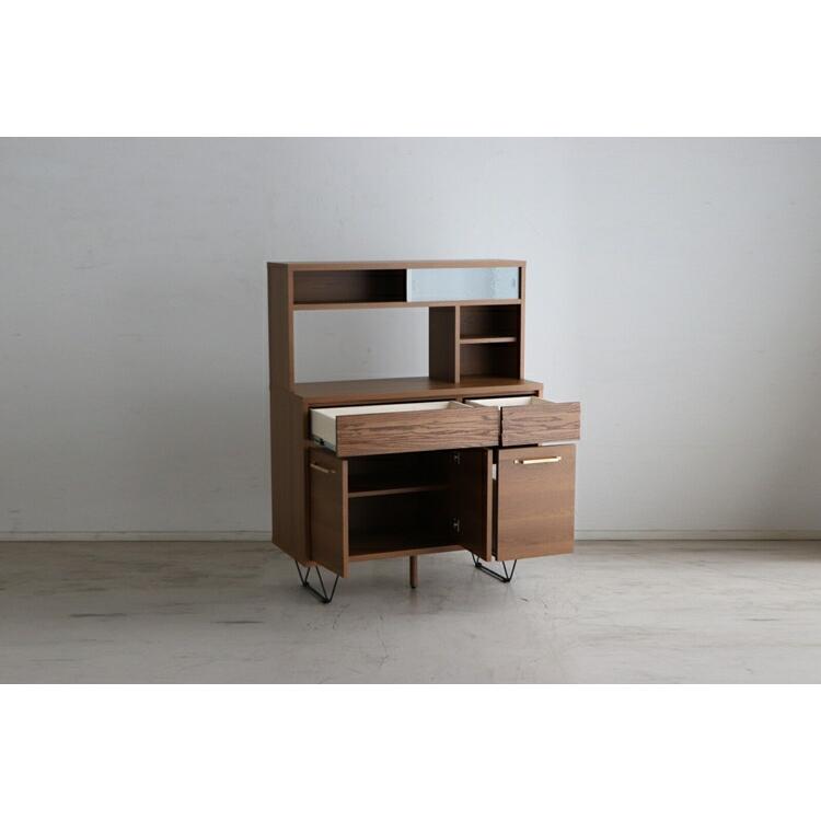 リガラ 105マルチキャビ LBR 木製 おしゃれ 食器棚  コンパクト キッチンボード キッチン 収納 レンジ台 レンジボード 日本製 オーク無垢 |  | 01