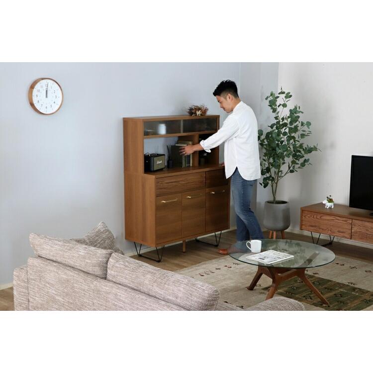 リガラ 105マルチキャビ LBR 木製 おしゃれ 食器棚  コンパクト キッチンボード キッチン 収納 レンジ台 レンジボード 日本製 オーク無垢 |  | 04