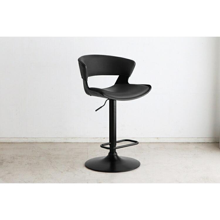 ルシア バーチェア BK カウンターチェアー ハイチェア 椅子 スツール レザー 昇降式 店舗 シンプル ヴィンテージ カフェ風 西海岸 ミッドセンチュリー | 